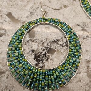 Vibrant Beaded Hoop Earrings